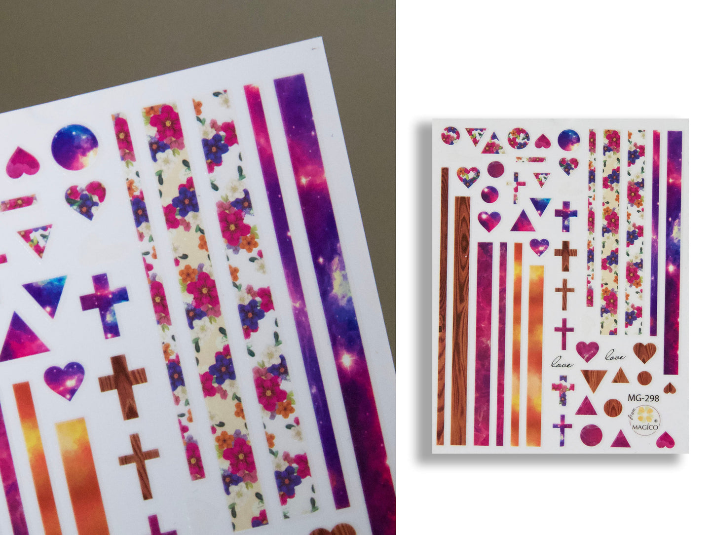 Totem Pinky gradient nail sticker/Star Moon Unicorn 1 Sheet 3D Nail Art Stickers Self Adhesive Decals