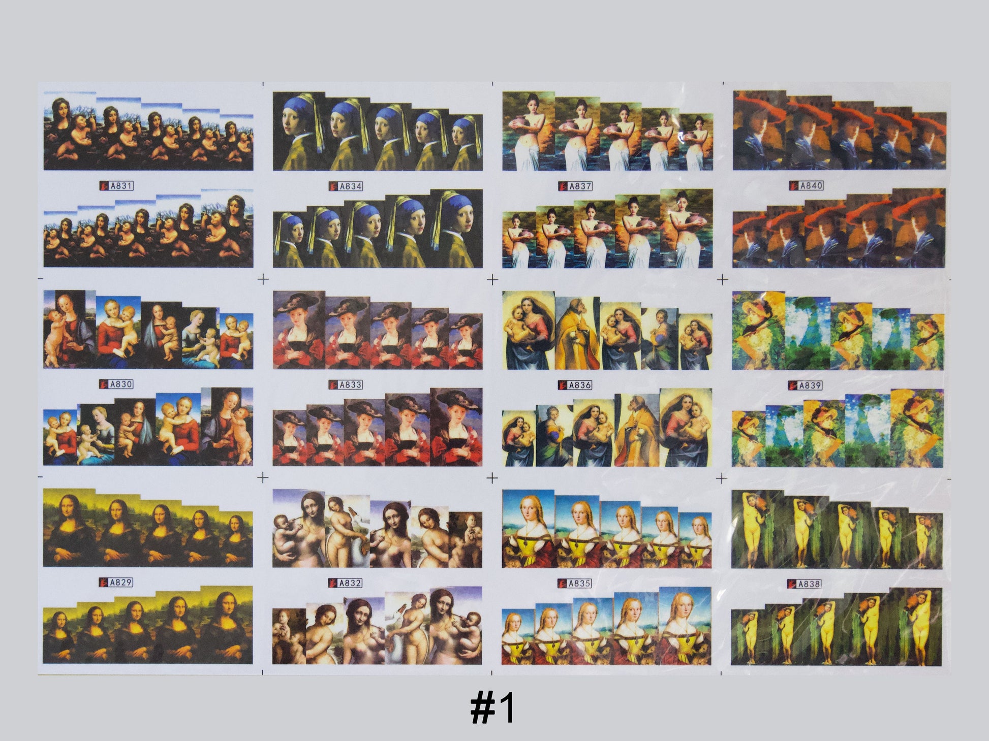12sets Van Gogh and da Vinci Mona Lisa Water Transfer Nail Tattoo Sticker/ Famous Oil Painting Bouquet of Sunflowers Nails Stickers