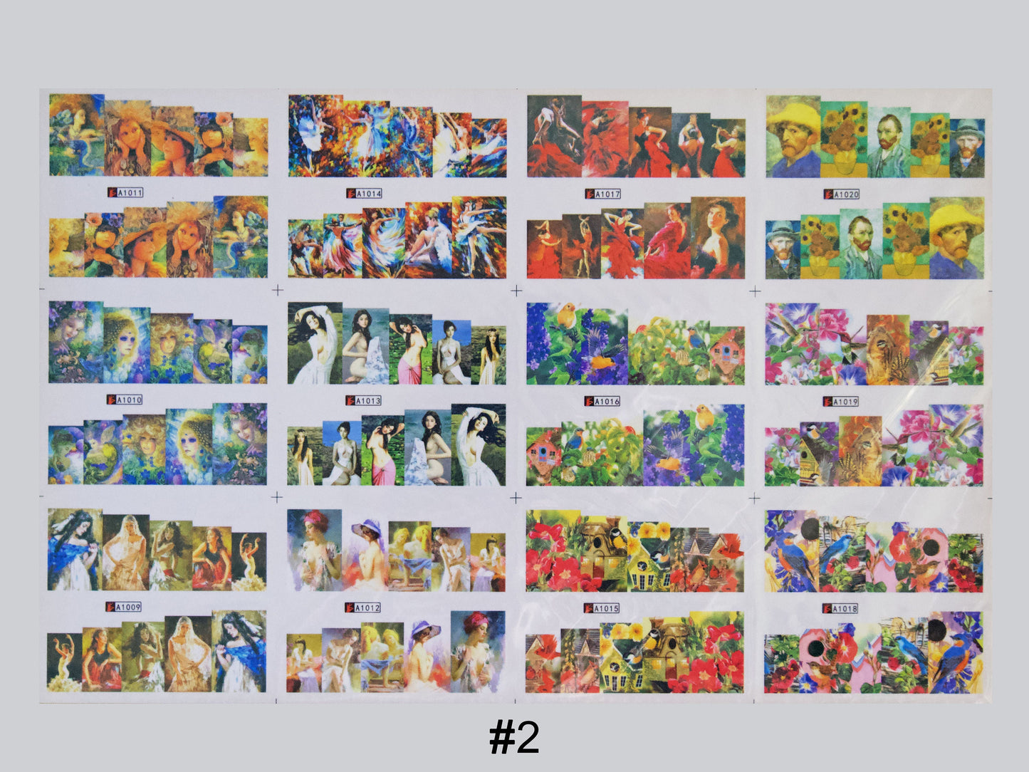 12sets Van Gogh and da Vinci Mona Lisa Water Transfer Nail Tattoo Sticker/ Famous Oil Painting Bouquet of Sunflowers Nails Stickers