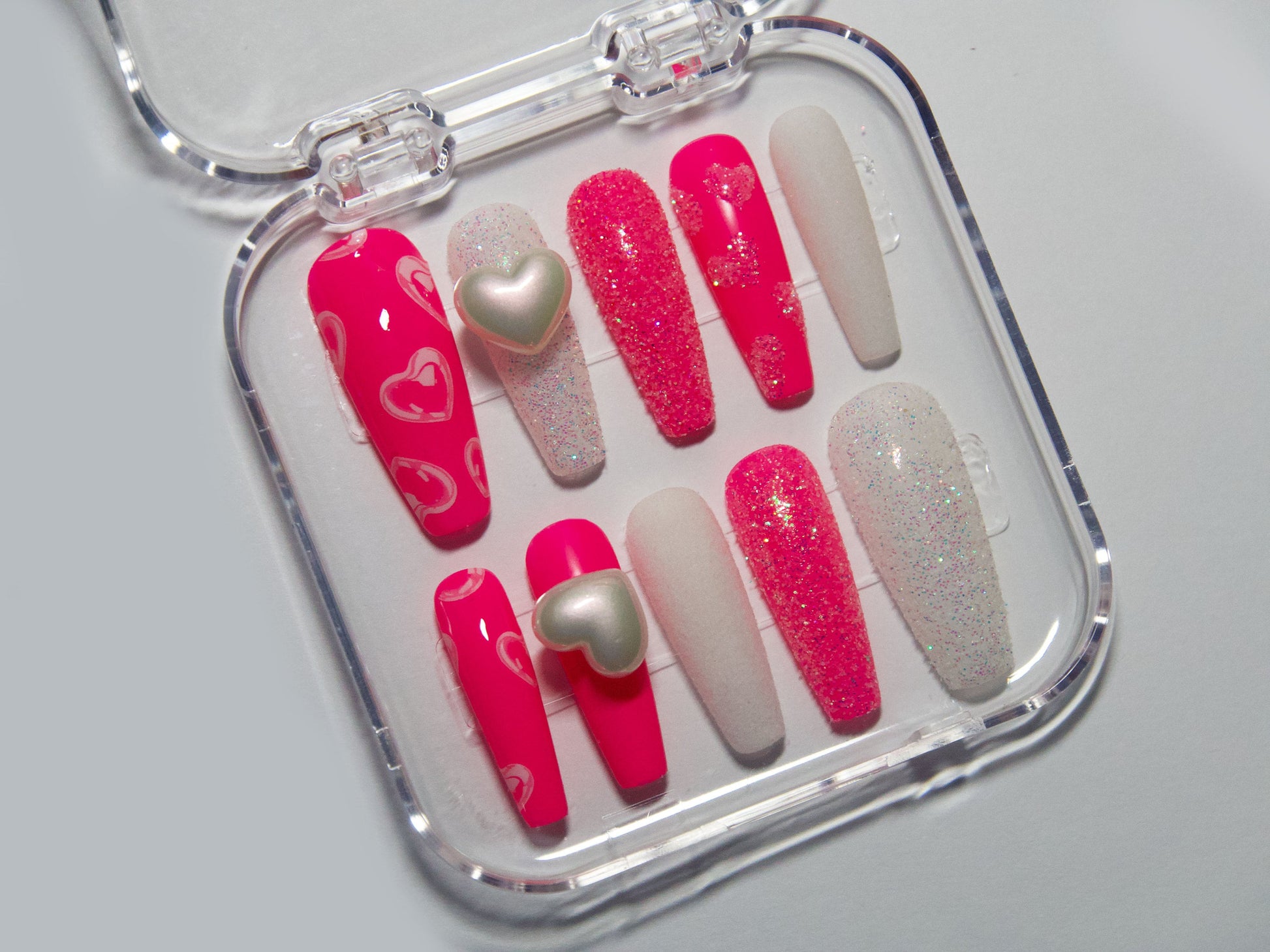 3D Spinning Heart Nail decoration/ Pearly fast speed rotating plated nail jewelry