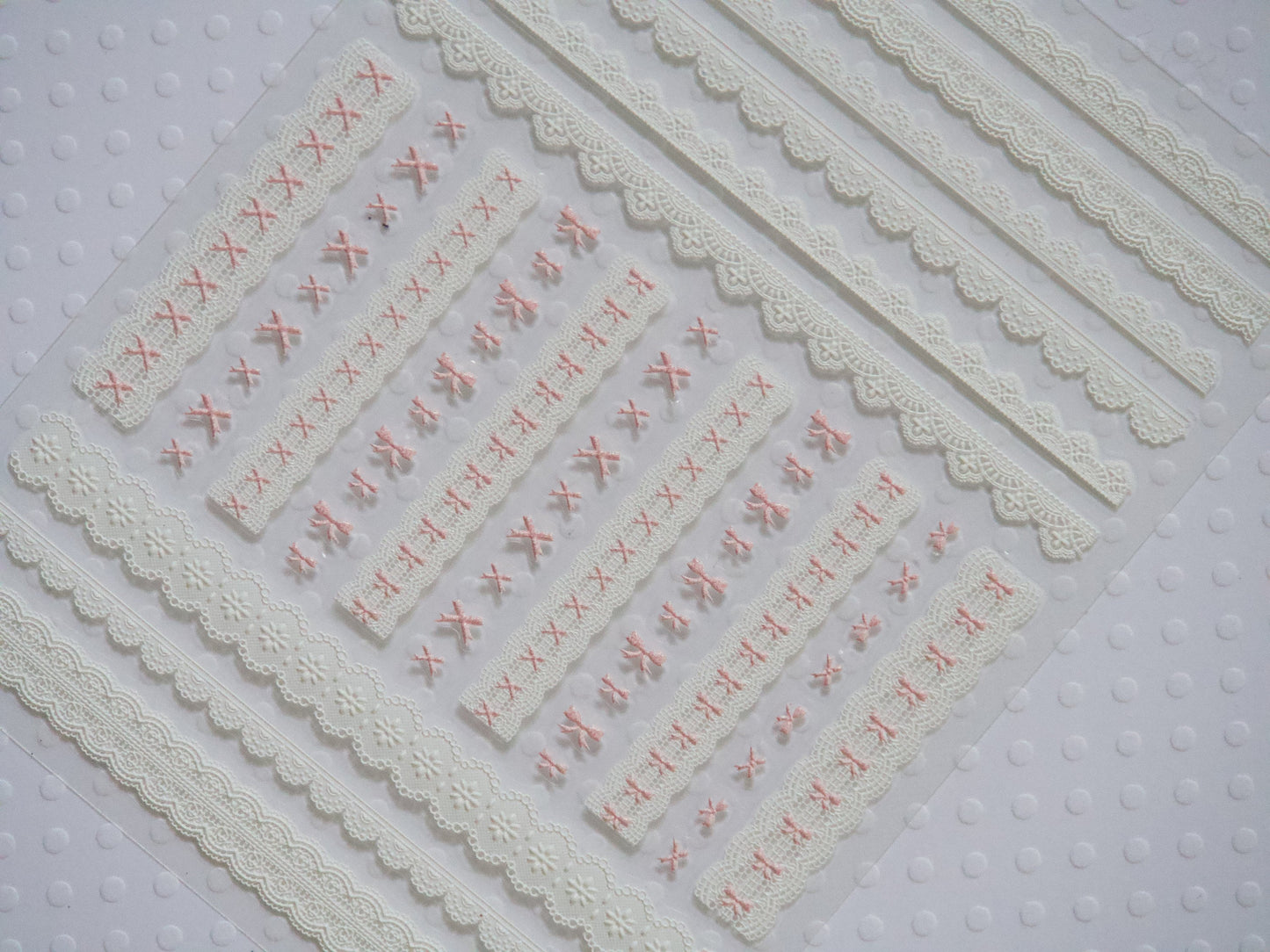 Pink Bow Tie & White Lace Nail Stickers