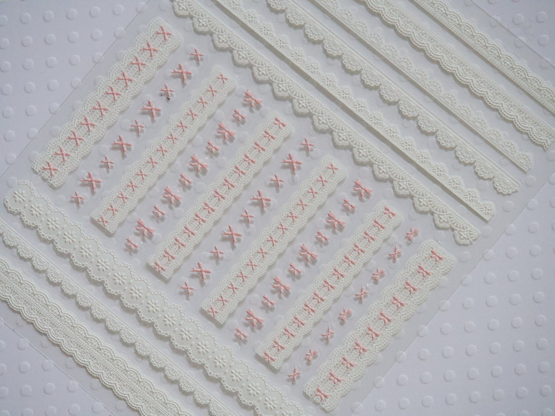 Pink Bow Tie & White Lace Nail Stickers