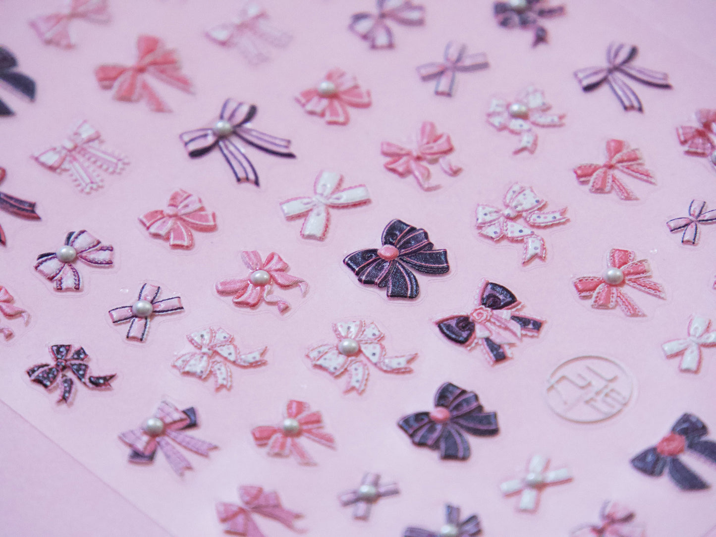 Pink Bow Tie & White Lace Nail Stickers