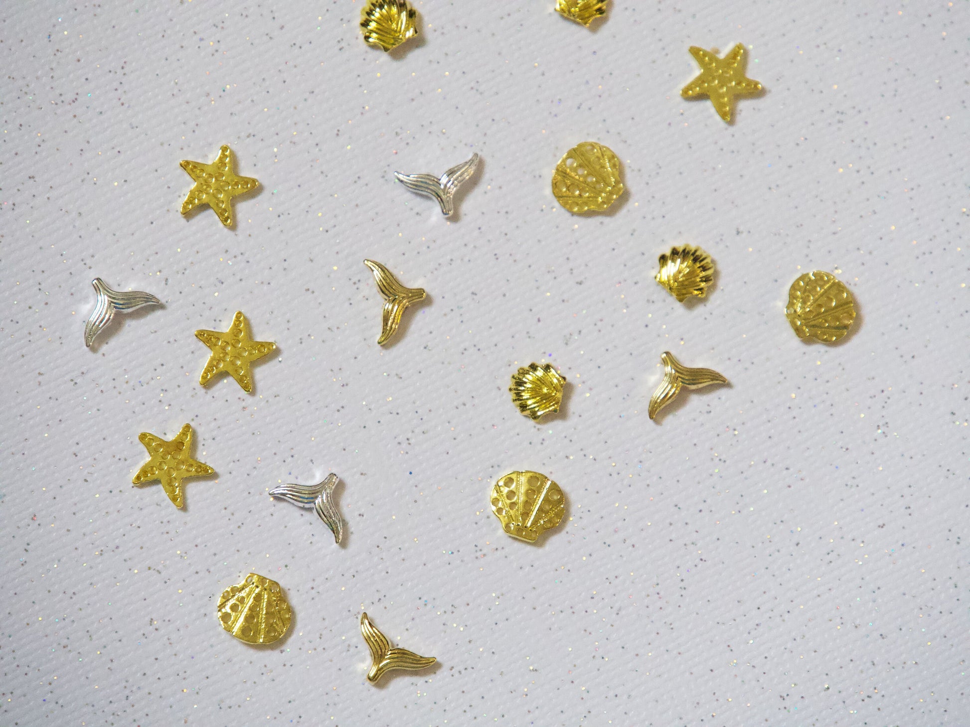 5 pcs 3D Sea Star shell nail decoration/ Beach Metallic Miniature Ocean Nail DIY deco