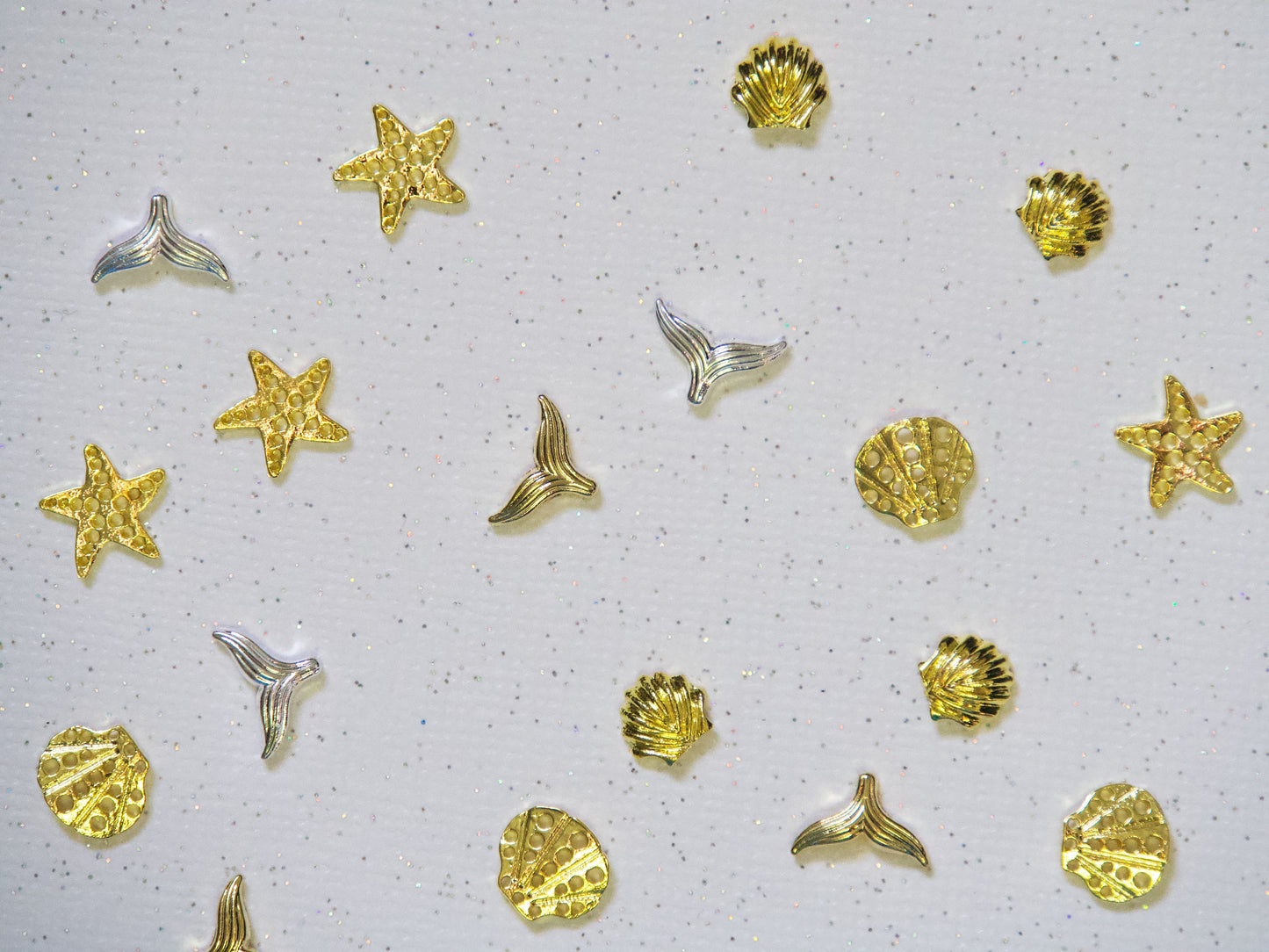 5 pcs 3D Sea Star shell nail decoration/ Beach Metallic Miniature Ocean Nail DIY deco