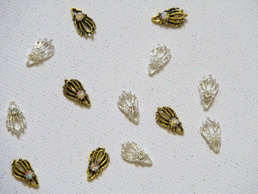 3 pcs vintage design 3D Metallic Rhinestone nail studs / vintage design charm Nail design nail art