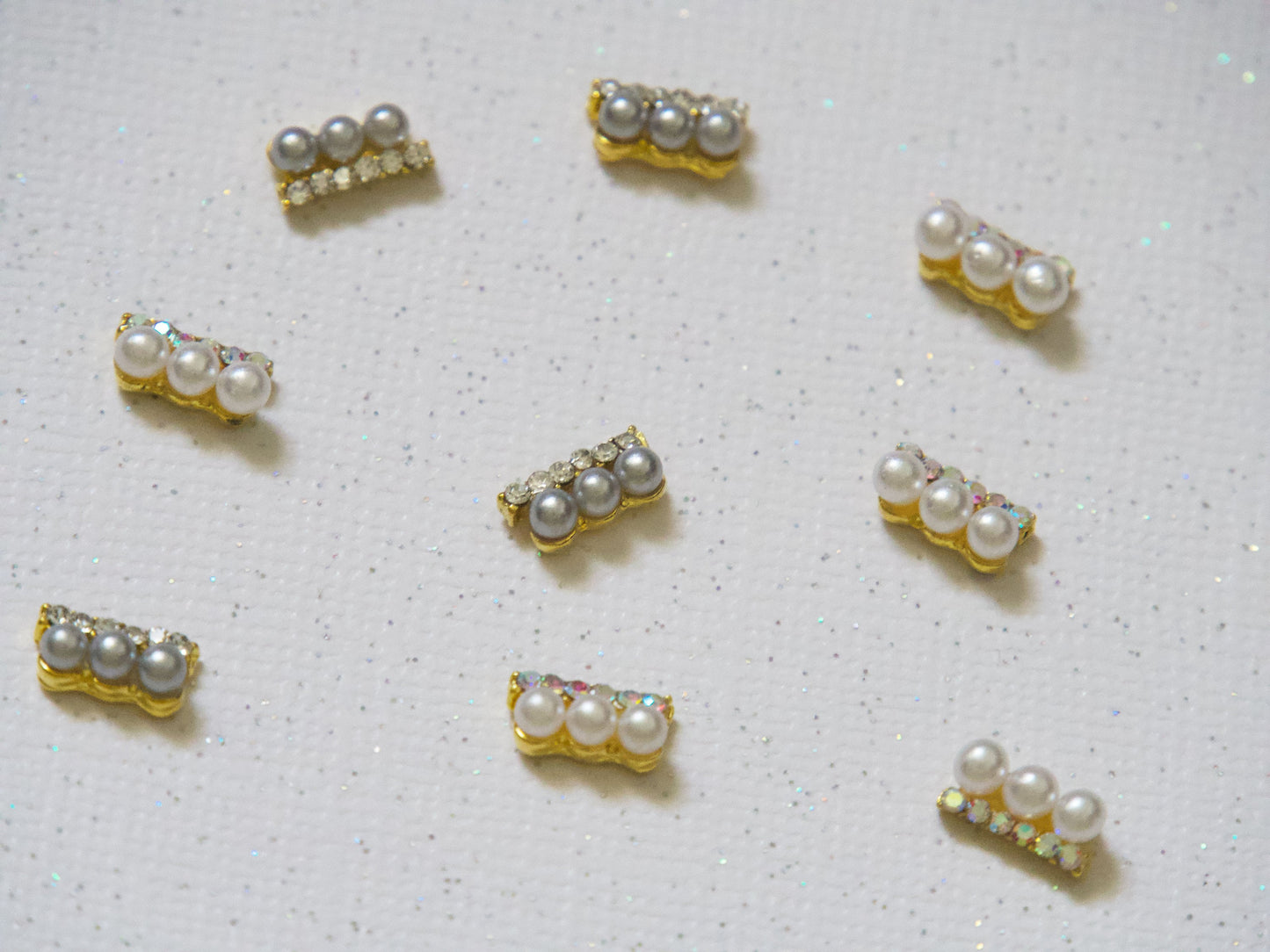 3 pcs 3D Pearl AB Crystal rectangle nail decoration/ AB Rhinestone glitter charm Nail DIY deco