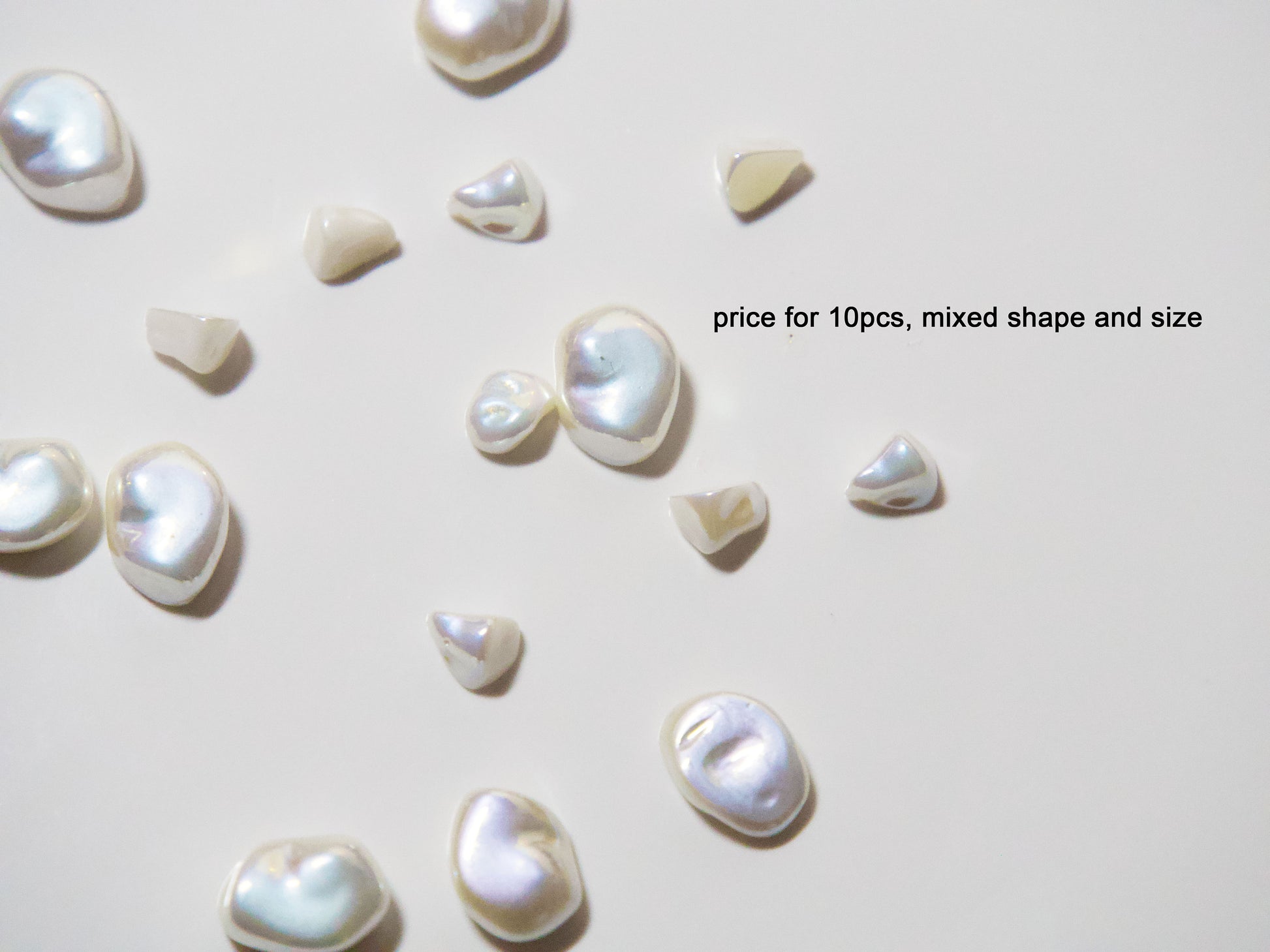 10pcs Iridescent Baroque Artificial Pearls Irregular Asymmetric shape Pearl for Vintage Nails Decoration Manicure Supply